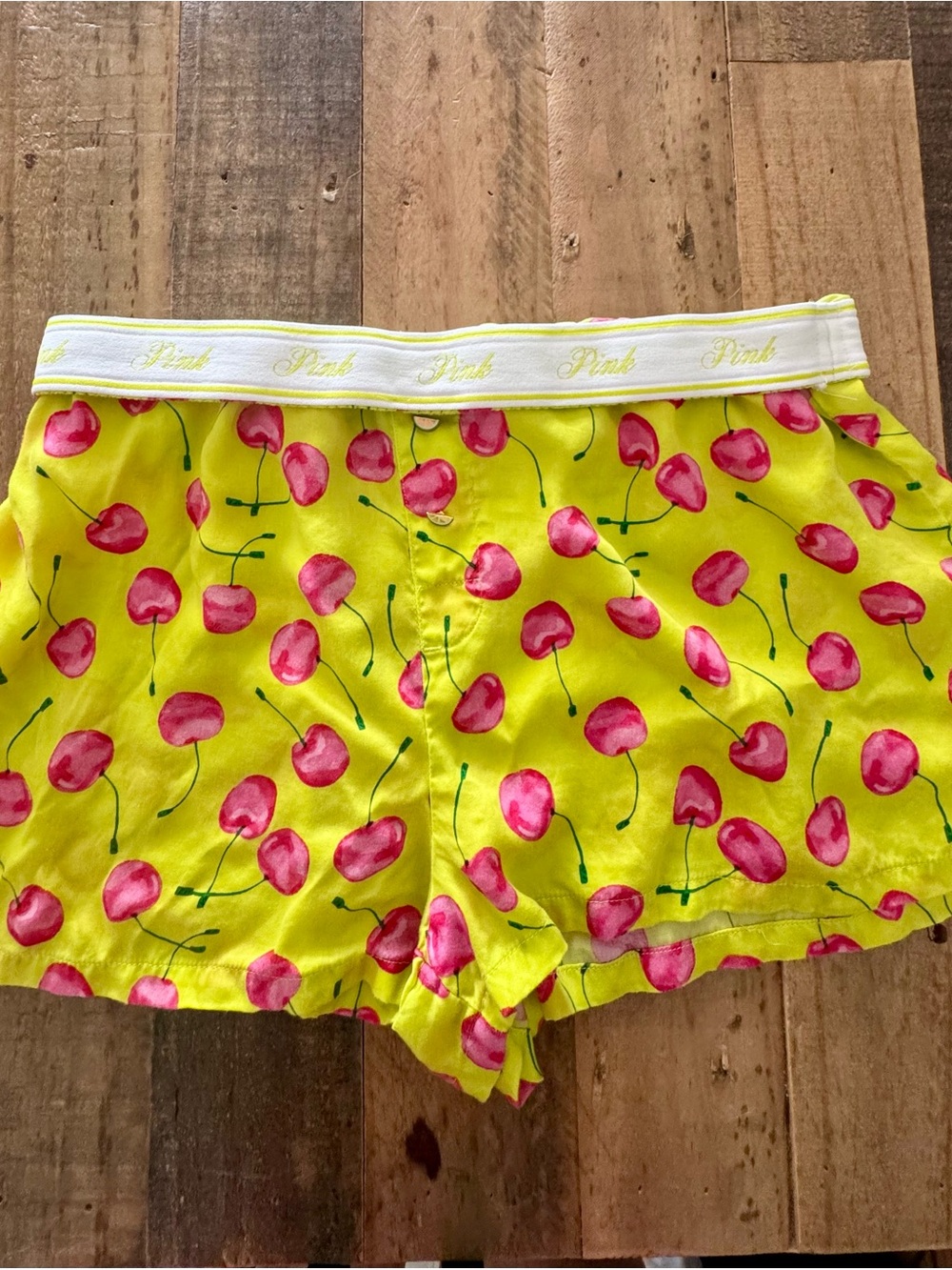 Victoria's Secret Pink Yellow Cherry-Print Sleep Shorts